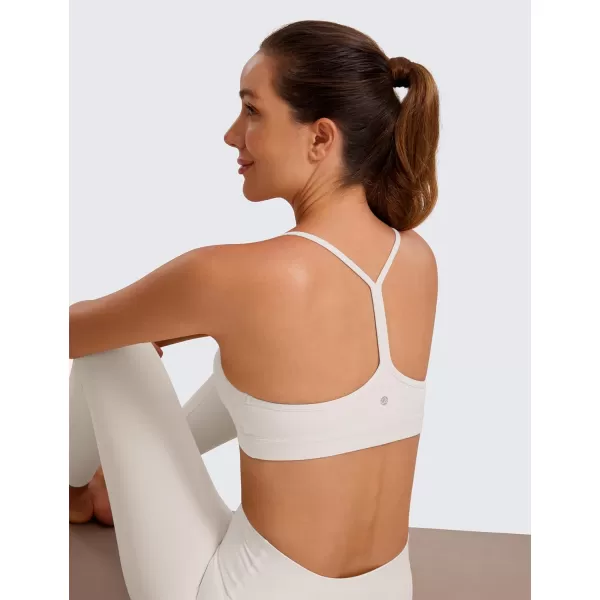 CRZ YOGA Butterluxe Womens Y Back Sports Bra  Padded Racerback Low Impact Spaghetti Thin Strap Workout Yoga BraMilky White Bone