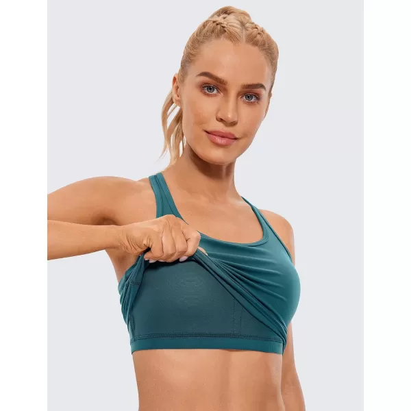 CRZ YOGA Butterluxe Womens YBack Racerback Longline Sports Bra  Padded Scoop Neck Workout Crop Tank Top with Built in BraBorealis Green