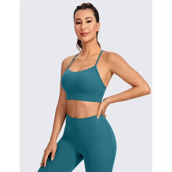 CRZ YOGA Butterluxe Womens YBack Racerback Sports Bra  Spaghetti Straps Wireless Scoop Neck Athletic Padded Yoga BraBorealis Green