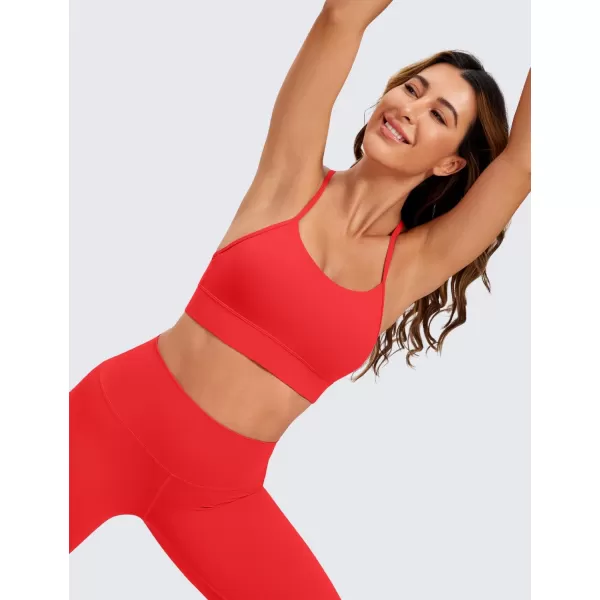 CRZ YOGA Butterluxe Womens YBack Racerback Sports Bra  Spaghetti Straps Wireless Scoop Neck Athletic Padded Yoga BraDeep Red