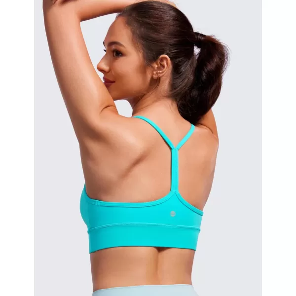 CRZ YOGA Butterluxe Womens YBack Racerback Sports Bra  Spaghetti Straps Wireless Scoop Neck Athletic Padded Yoga BraSpectral Blue