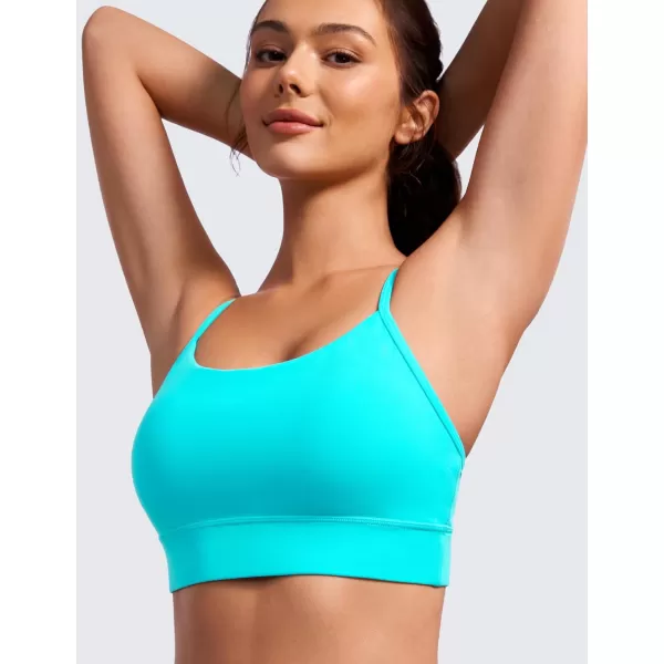 CRZ YOGA Butterluxe Womens YBack Racerback Sports Bra  Spaghetti Straps Wireless Scoop Neck Athletic Padded Yoga BraSpectral Blue