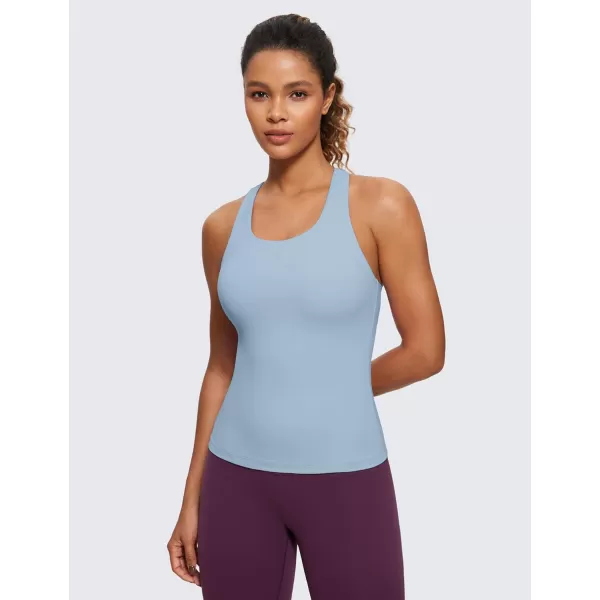 CRZ YOGA Butterluxe Workout Tank Tops for Women Built in Shelf Bras Padded  Racerback Athletic Spandex Yoga CamisoleCambric Blue