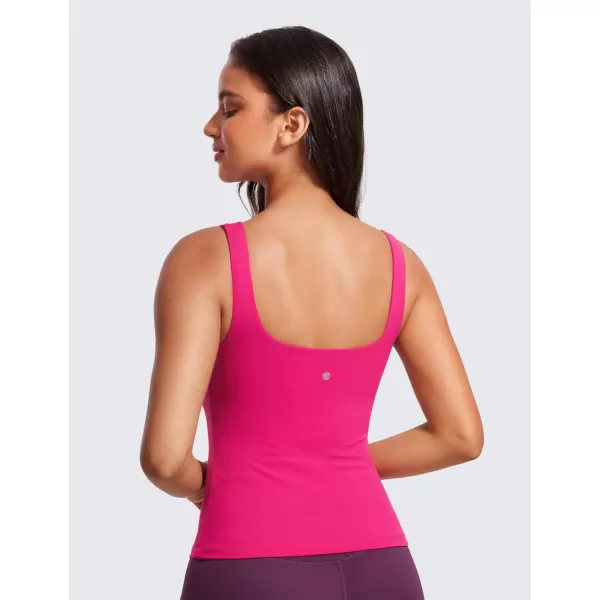 CRZ YOGA Butterluxe Workout Tank Tops for Women U Neck Padded Crop Tops Athletic Camisole Tops with Built in BraGranita Pink