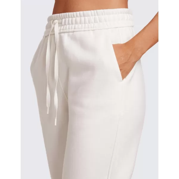 CRZ YOGA Cotton Fleece Lined Sweatpants Women High Waisted Warm Casual Lounge Jogger Pants with PocketsMilky White Bone