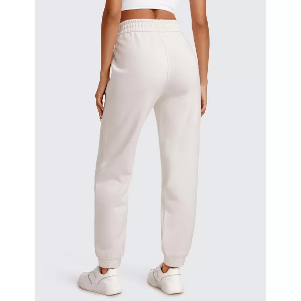 CRZ YOGA Cotton Fleece Lined Sweatpants Women High Waisted Warm Casual Lounge Jogger Pants with PocketsMilky White Bone