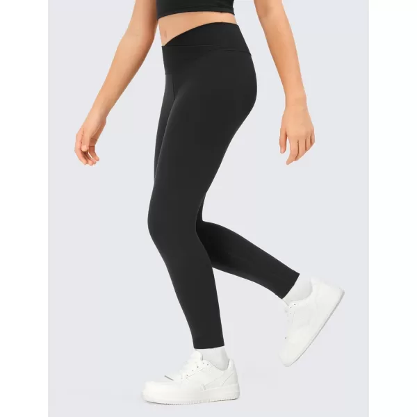 CRZ YOGA Girls Butterluxe Crossover Athletic Leggings  High Waist V Cross Kids Lounge Pants Yoga Active Dance Running TightsBlack