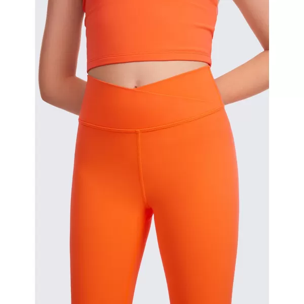 CRZ YOGA Girls Butterluxe Crossover Athletic Leggings  High Waist V Cross Kids Lounge Pants Yoga Active Dance Running TightsNeon Orange