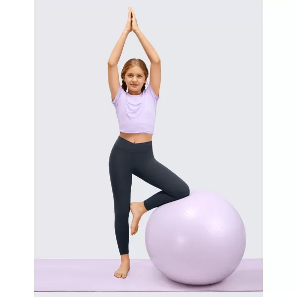 CRZ YOGA Girls Butterluxe Crossover Athletic Leggings  High Waist V Cross Kids Lounge Pants Yoga Active Dance Running TightsTrue Navy