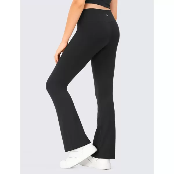 CRZ YOGA Girls Butterluxe Crossover Flare Leggings  Kids High Waist V Cross Bell Bottoms Bootcut Lounge Active Yoga PantsBlack