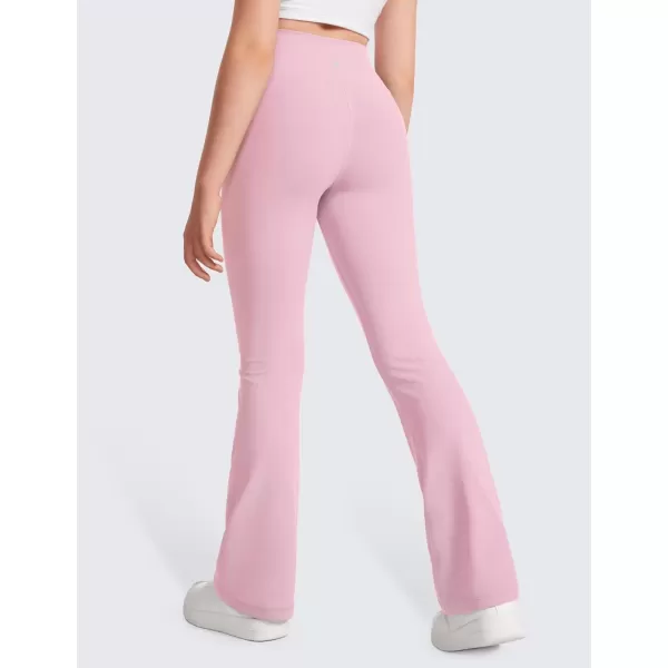 CRZ YOGA Girls Butterluxe Crossover Flare Leggings  Kids High Waist V Cross Bell Bottoms Bootcut Lounge Active Yoga PantsPink Peony