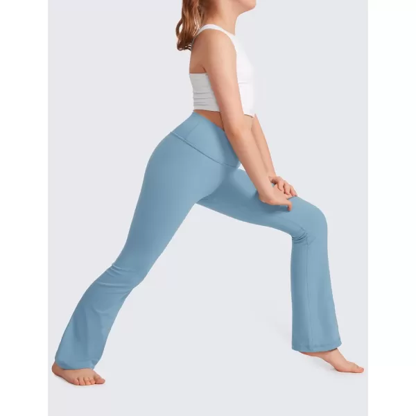 CRZ YOGA Girls Butterluxe Crossover Flare Leggings  Kids High Waist V Cross Bell Bottoms Bootcut Lounge Active Yoga PantsPure Blue