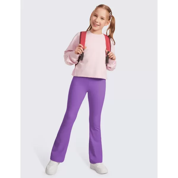 CRZ YOGA Girls Butterluxe Crossover Flare Leggings  Kids High Waist V Cross Bell Bottoms Bootcut Lounge Active Yoga PantsRoyal Lilac