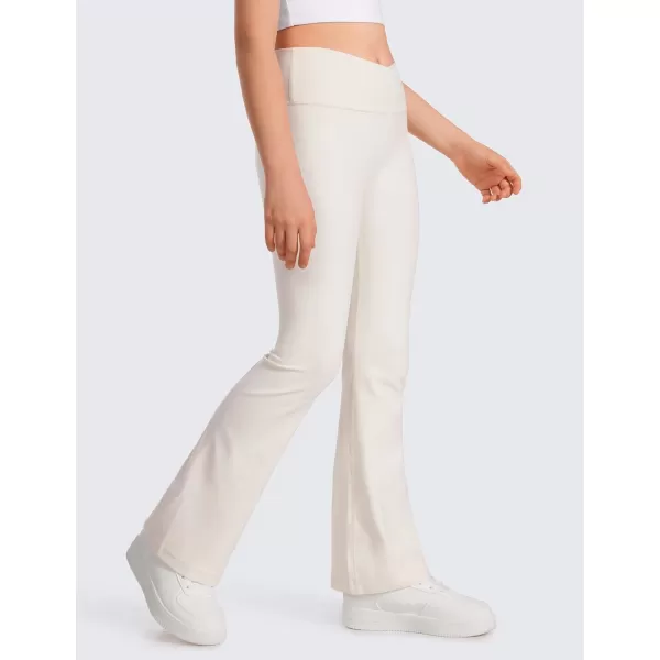 CRZ YOGA Girls Butterluxe Crossover Flare Leggings  Kids High Waist V Cross Bell Bottoms Bootcut Lounge Active Yoga PantsWhite Apricot