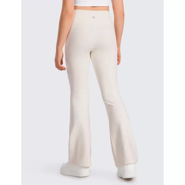 CRZ YOGA Girls Butterluxe Crossover Flare Leggings  Kids High Waist V Cross Bell Bottoms Bootcut Lounge Active Yoga PantsWhite Apricot