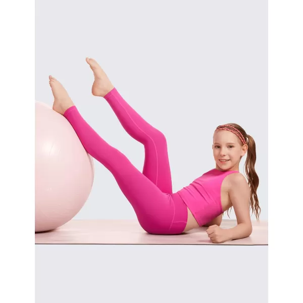 CRZ YOGA Girls Butterluxe Full Length Athletic Leggings  Kids High Waist Lounge Pants Girls Active Dance Running Yoga TightsHibiscus Purple