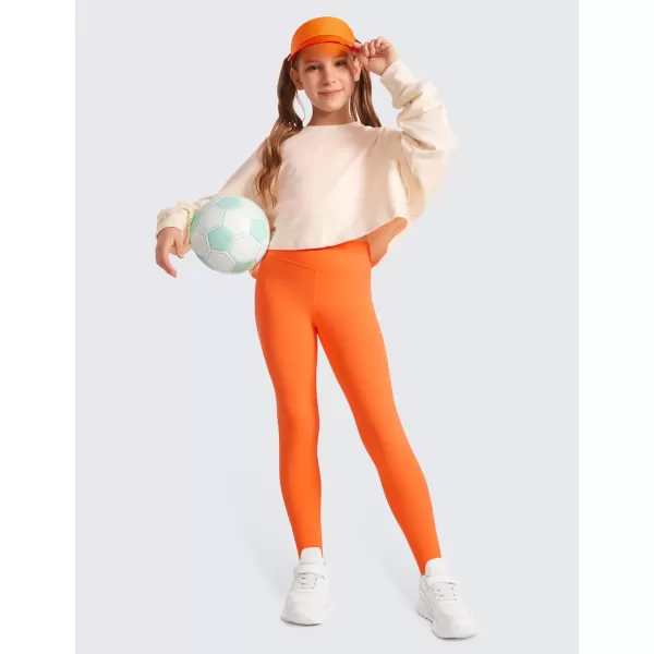 CRZ YOGA Girls Butterluxe Full Length Athletic Leggings  Kids High Waist Lounge Pants Girls Active Dance Running Yoga TightsNeon Orange