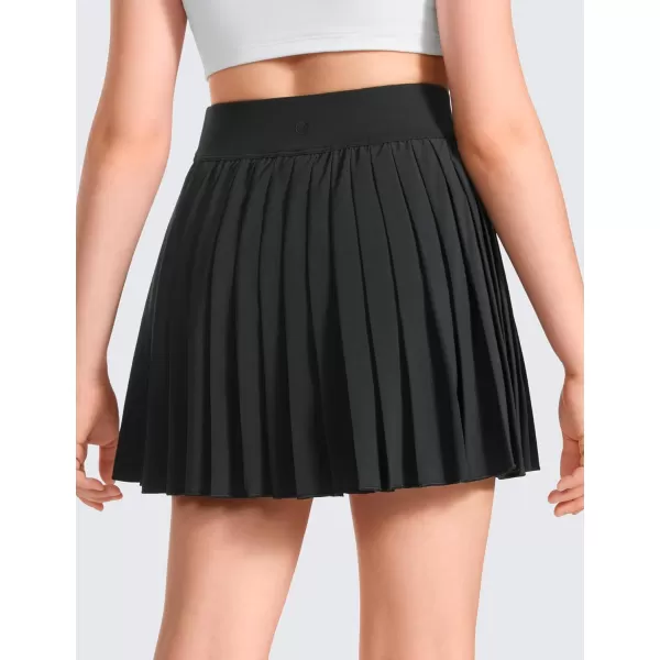 CRZ YOGA Girls Pleated Skirt with Shorts Tennis Athletic School Kids Teen Skorts with PocketsBlack