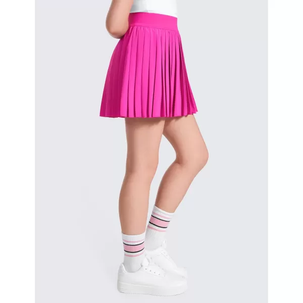 CRZ YOGA Girls Pleated Skirt with Shorts Tennis Athletic School Kids Teen Skorts with PocketsHibiscus Purple