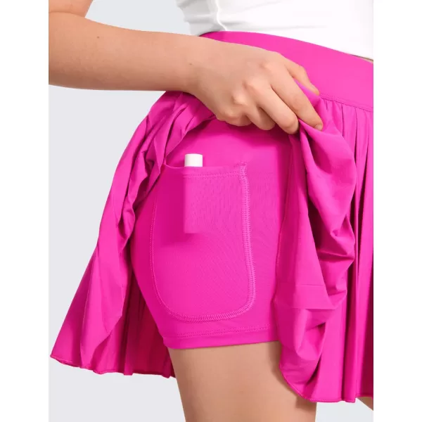 CRZ YOGA Girls Pleated Skirt with Shorts Tennis Athletic School Kids Teen Skorts with PocketsHibiscus Purple