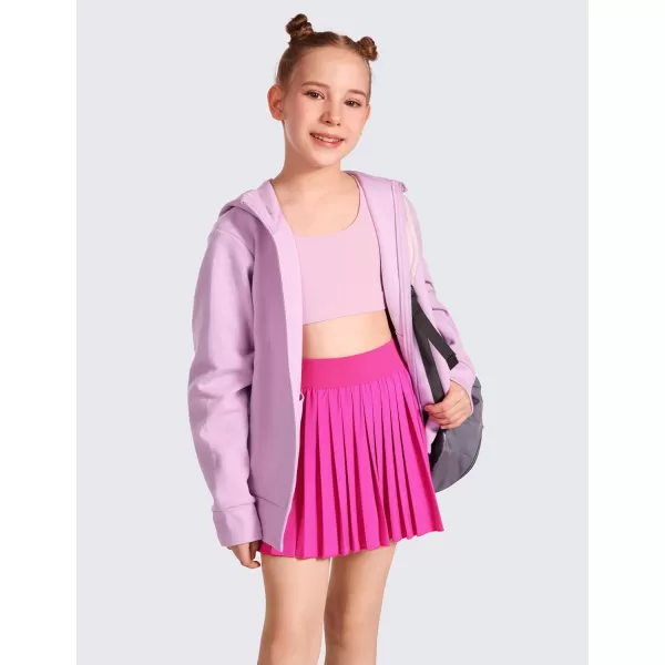 CRZ YOGA Girls Pleated Skirt with Shorts Tennis Athletic School Kids Teen Skorts with PocketsHibiscus Purple