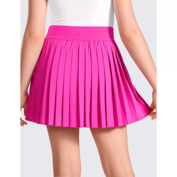 CRZ YOGA Girls Pleated Skirt with Shorts Tennis Athletic School Kids Teen Skorts with PocketsHibiscus Purple