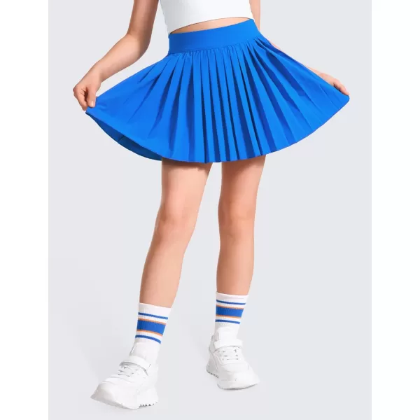 CRZ YOGA Girls Pleated Skirt with Shorts Tennis Athletic School Kids Teen Skorts with PocketsSparkle Blue