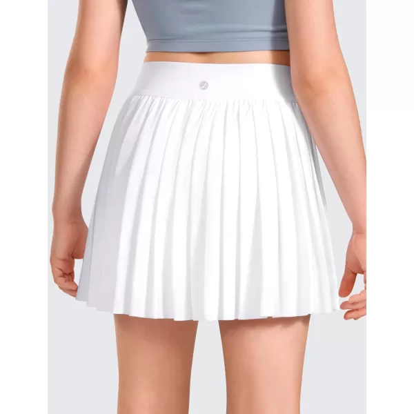 CRZ YOGA Girls Pleated Skirt with Shorts Tennis Athletic School Kids Teen Skorts with PocketsWhite