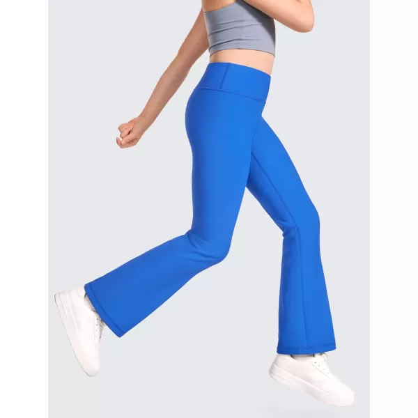 CRZ YOGA Girls Thermal Fleece Lined Flare Leggings Winter Warm Water Resistant Kids Bell Bottoms High Waist Pants Lounge YogaSparkle Blue