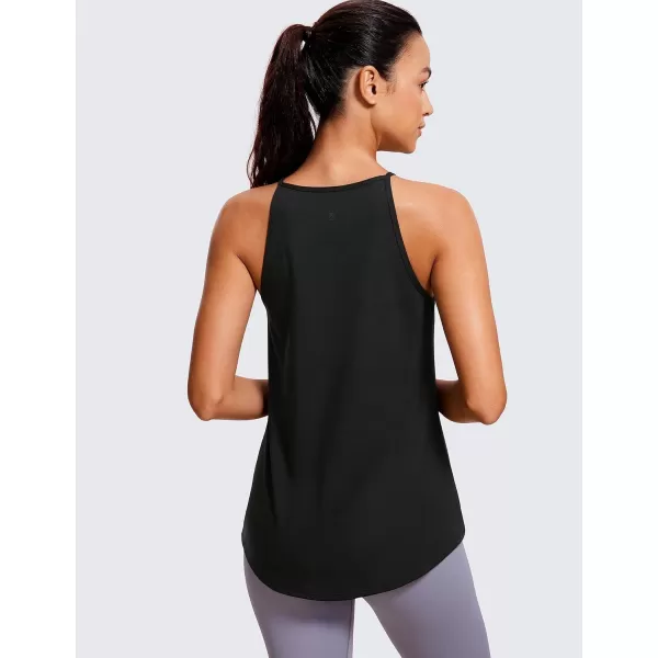 CRZ YOGA Halter Tank Tops for Women High Neck Workout Tops Flowy Cami Tanks Sleeveless Tops Athletic Yoga ShirtsBlack