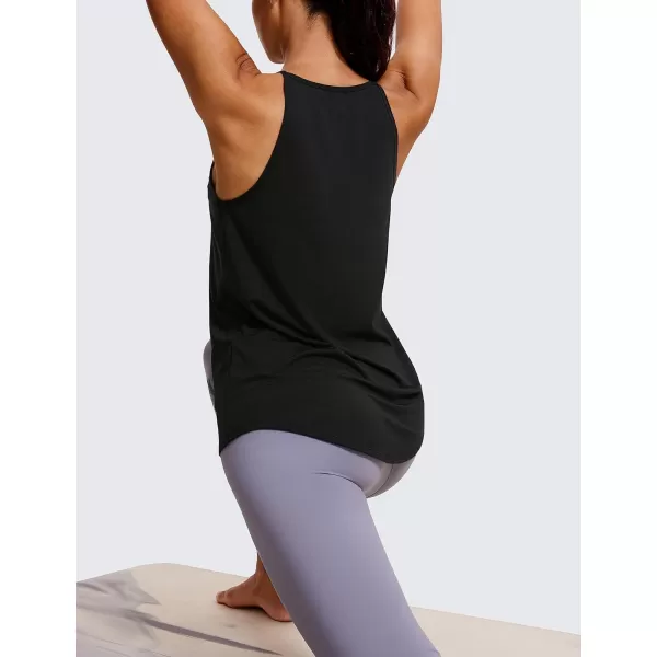 CRZ YOGA Halter Tank Tops for Women High Neck Workout Tops Flowy Cami Tanks Sleeveless Tops Athletic Yoga ShirtsBlack