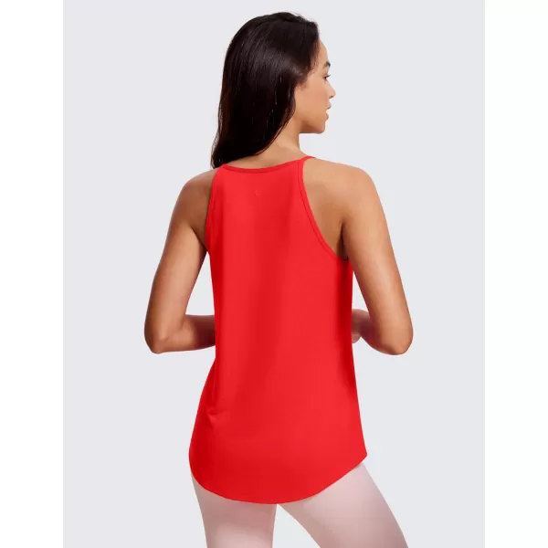 CRZ YOGA Halter Tank Tops for Women High Neck Workout Tops Flowy Cami Tanks Sleeveless Tops Athletic Yoga ShirtsDeep Red