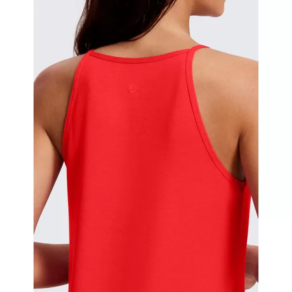 CRZ YOGA Halter Tank Tops for Women High Neck Workout Tops Flowy Cami Tanks Sleeveless Tops Athletic Yoga ShirtsDeep Red