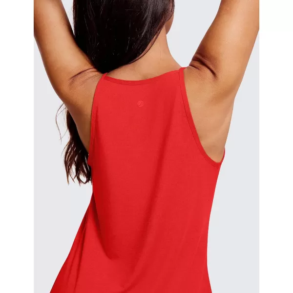 CRZ YOGA Halter Tank Tops for Women High Neck Workout Tops Flowy Cami Tanks Sleeveless Tops Athletic Yoga ShirtsFestival Red