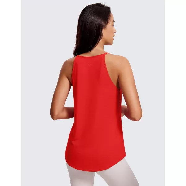 CRZ YOGA Halter Tank Tops for Women High Neck Workout Tops Flowy Cami Tanks Sleeveless Tops Athletic Yoga ShirtsFestival Red