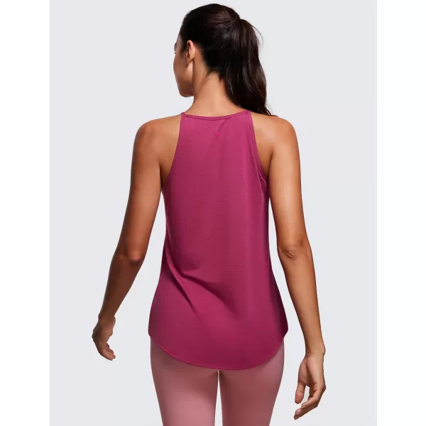 CRZ YOGA Halter Tank Tops for Women High Neck Workout Tops Flowy Cami Tanks Sleeveless Tops Athletic Yoga ShirtsMagenta Purple