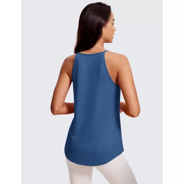 CRZ YOGA Halter Tank Tops for Women High Neck Workout Tops Flowy Cami Tanks Sleeveless Tops Athletic Yoga ShirtsPitch Blue