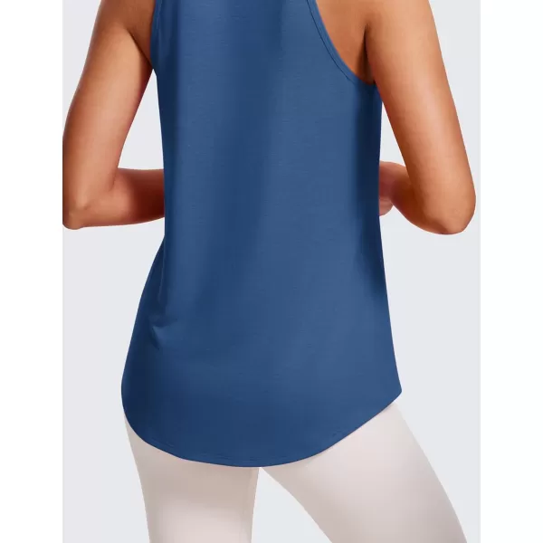 CRZ YOGA Halter Tank Tops for Women High Neck Workout Tops Flowy Cami Tanks Sleeveless Tops Athletic Yoga ShirtsPitch Blue