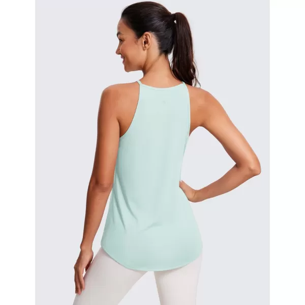 CRZ YOGA Halter Tank Tops for Women High Neck Workout Tops Flowy Cami Tanks Sleeveless Tops Athletic Yoga ShirtsSkylight Green