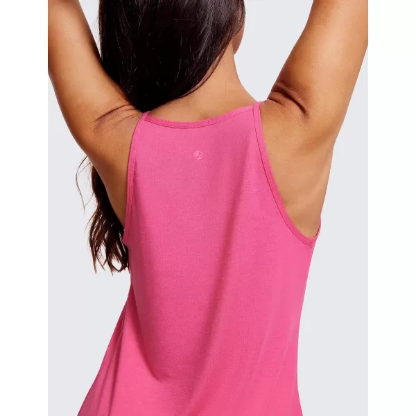 CRZ YOGA Halter Tank Tops for Women High Neck Workout Tops Flowy Cami Tanks Sleeveless Tops Athletic Yoga ShirtsSonic Pink