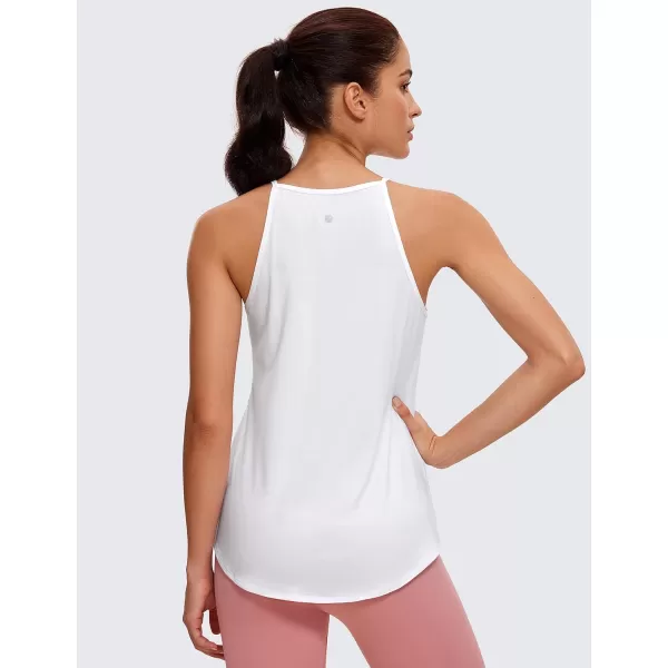 CRZ YOGA Halter Tank Tops for Women High Neck Workout Tops Flowy Cami Tanks Sleeveless Tops Athletic Yoga ShirtsWhite