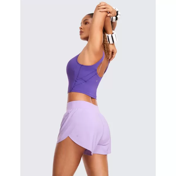 CRZ YOGA High Waisted Dolphin Athletic Running Shorts for Women High Split Comfy Mesh Liner Gym Workout Track ShortsLilac