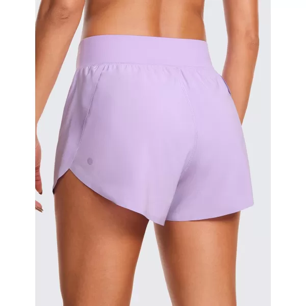 CRZ YOGA High Waisted Dolphin Athletic Running Shorts for Women High Split Comfy Mesh Liner Gym Workout Track ShortsLilac