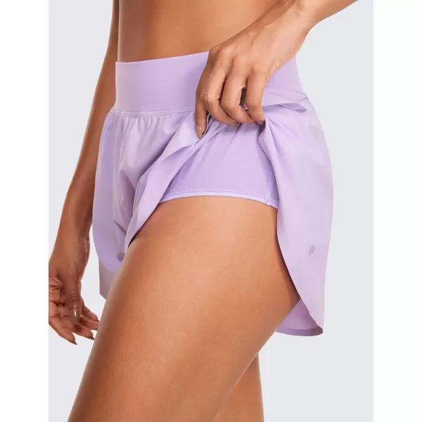 CRZ YOGA High Waisted Dolphin Athletic Running Shorts for Women High Split Comfy Mesh Liner Gym Workout Track ShortsLilac