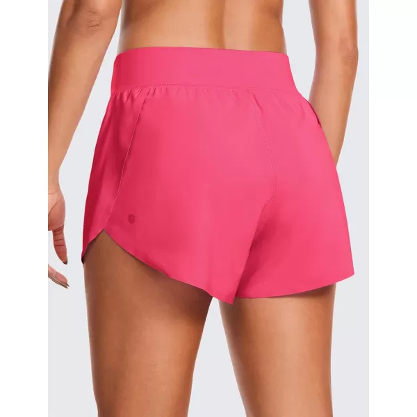 CRZ YOGA High Waisted Dolphin Athletic Running Shorts for Women High Split Comfy Mesh Liner Gym Workout Track ShortsLip Gloss Pink