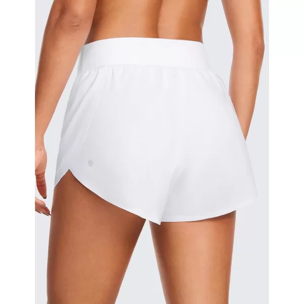 CRZ YOGA High Waisted Dolphin Athletic Running Shorts for Women High Split Comfy Mesh Liner Gym Workout Track ShortsWhite