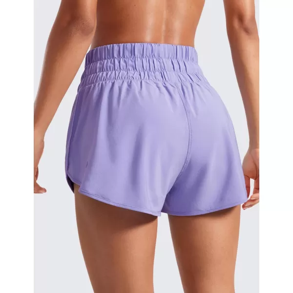 CRZ YOGA High Waisted Dolphin Running Shorts for Womens Mesh Liner Gym Workout Athletic Shorts with Zipper PocketDark Lavender Purple