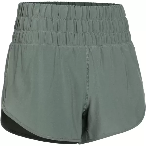 CRZ YOGA High Waisted Dolphin Running Shorts for Womens Mesh Liner Gym Workout Athletic Shorts with Zipper PocketGrey Sage