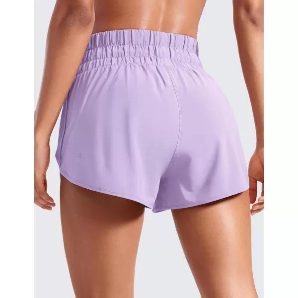 CRZ YOGA High Waisted Dolphin Running Shorts for Womens Mesh Liner Gym Workout Athletic Shorts with Zipper PocketLilac