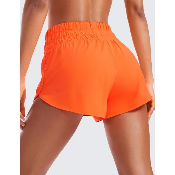 CRZ YOGA High Waisted Dolphin Running Shorts for Womens Mesh Liner Gym Workout Athletic Shorts with Zipper PocketNeon Orange